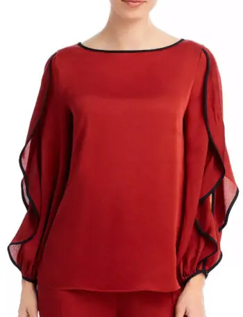 Misook red crepe blouse