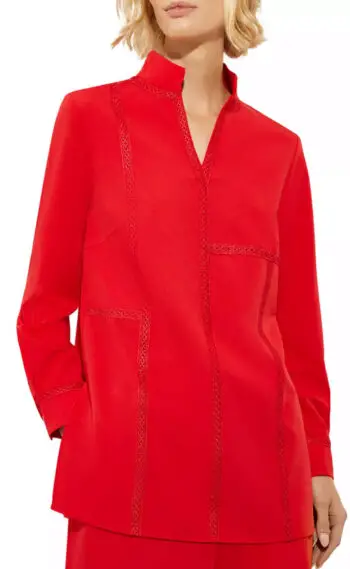 Misook bold red shirt jacket