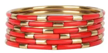 Red and gold multi-tired bangle bracelet