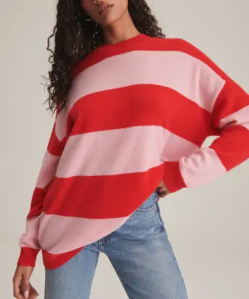 Red and pink striped cashmere sweater