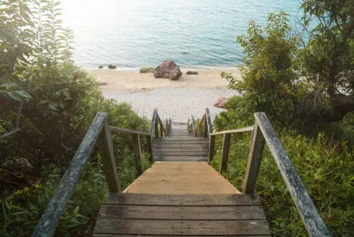 Wooden steps leading to beach