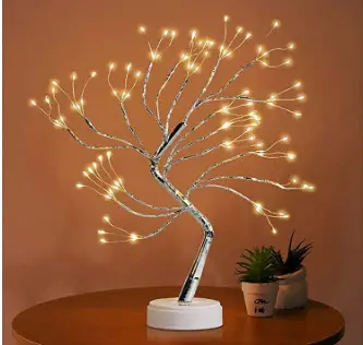 Artificial bonsai tree with fairy lights