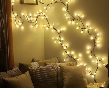 Lights for Christmas on branch like wire