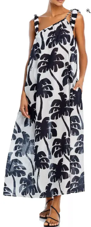 Black and white palm tree pattern beach cover up