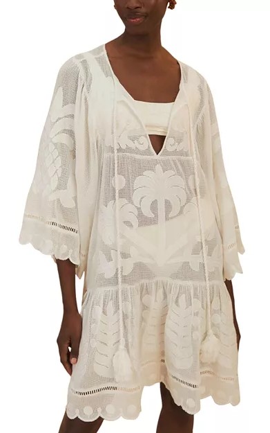 Farm Rio ecru lace coverup
