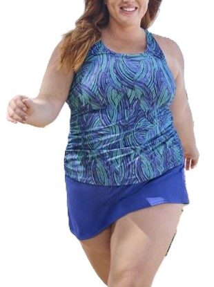 High neck tankini top and swim skirt