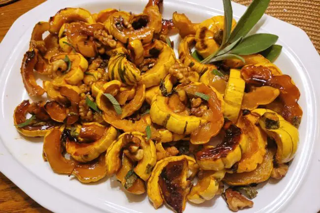 Maple roasted squash with walnuts
