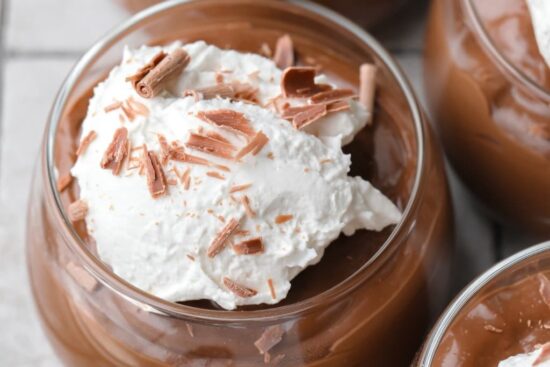Chocolate mousse made with tofu in glasses