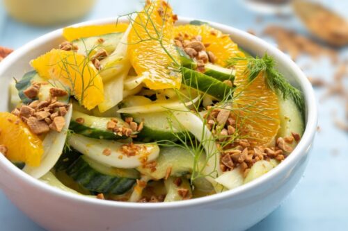 Cucumber fennel and orange salad