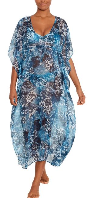 Multi blue caftan beach coverup