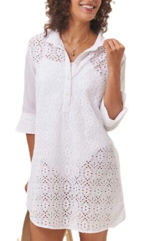 White lace beach coverup