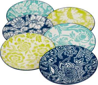 Appetizer plates in blues and greens