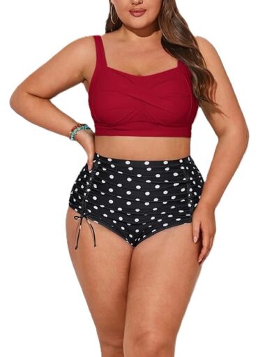 Two piece bikini with high waist bottoms