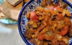 Mediterranean eggplant with tomatoes and onions Trader Joes