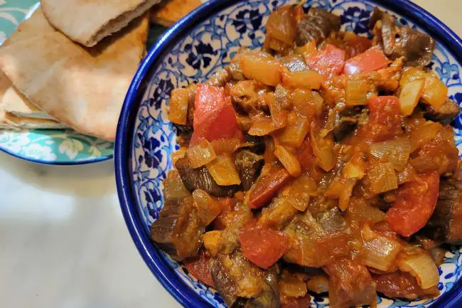 Mediterranean eggplant with tomatoes and onions Trader Joes