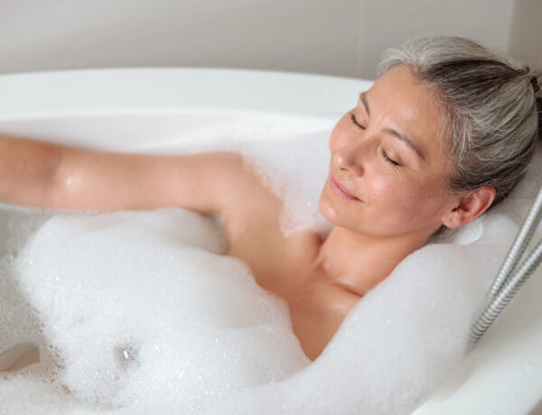 Senior woman relaxing in bath